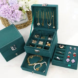 3-Layer Retro Jewelry Storage Box Lock Stain Resistant High Capacity