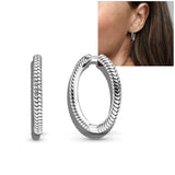 Summer Sparkling Hoop Earrings 925 Sterling Silver Style Women Daily Wear