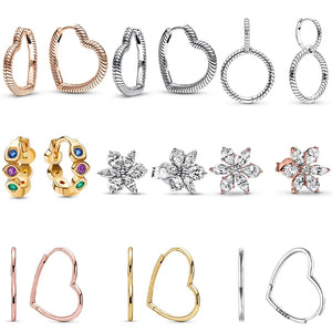 Summer Sparkling Hoop Earrings 925 Sterling Silver Style Women Daily Wear