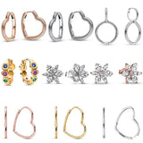Summer Sparkling Hoop Earrings 925 Sterling Silver Style Women Daily Wear