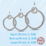 925 Silver O Pendant Cable Chain Necklace DIY Charm Beads Fit Pamura Necklace