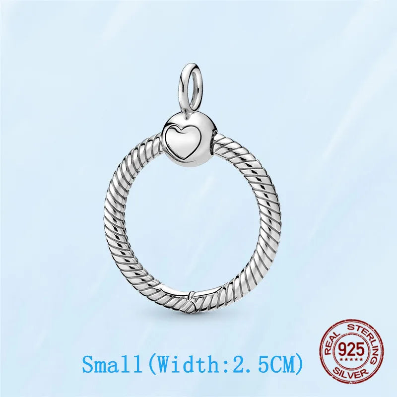 925 Silver O Pendant Cable Chain Necklace DIY Charm Beads Fit Pamura Necklace