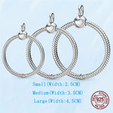 925 Silver O Pendant Cable Chain Necklace DIY Charm Beads Fit Pamura Necklace