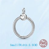 925 Silver O Pendant Cable Chain Necklace DIY Charm Beads Fit Pamura Necklace
