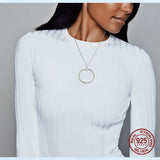 925 Silver O Pendant Cable Chain Necklace DIY Charm Beads Fit Pamura Necklace