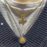 Silver Classic Cable Chain Pan Necklace Pendant Necklace Charm Girlfriends