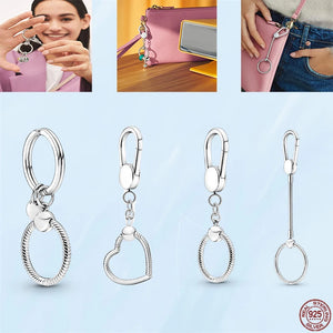 Silver Moment Keychain Small Bag Charm Holder Pendant for Women
