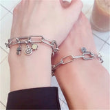 Silver CZ Star Chain Bracelet for Women