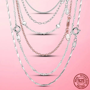 Women Classic Cable Chain Necklace 925 Silver Jewelry