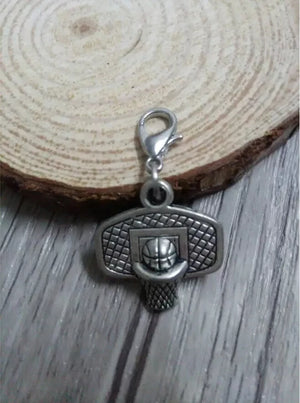 Tibetan Silver Basketball/Basketball Stand Charm Keychain/Necklace Pendant DIY