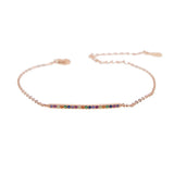 925 Sterling Silver Bracelet Rainbow Bar Charm Chain Jewelry