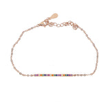 925 Sterling Silver Bracelet Rainbow Bar Charm Chain Jewelry