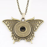 Retro bronze butterfly snap button pendant Necklace