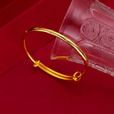 24K Pure Clover Bangle Women Gift Sand Glossy Push Pull Bracelet 58mm