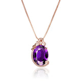 Purple Rhinestone Pendant Necklace - Women's Diamond Style Jewelry