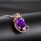 Purple Rhinestone Pendant Necklace - Women's Diamond Style Jewelry