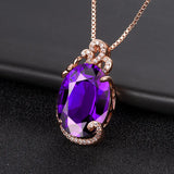Purple Rhinestone Pendant Necklace - Women's Diamond Style Jewelry