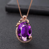 Purple Rhinestone Pendant Necklace - Women's Diamond Style Jewelry