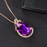 Purple Rhinestone Pendant Necklace - Women's Diamond Style Jewelry