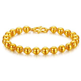 24k Yellow Bracelet Round Beads 4mm-9mm Ball Birthday