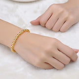 24k Yellow Bracelet Round Beads 4mm-9mm Ball Birthday