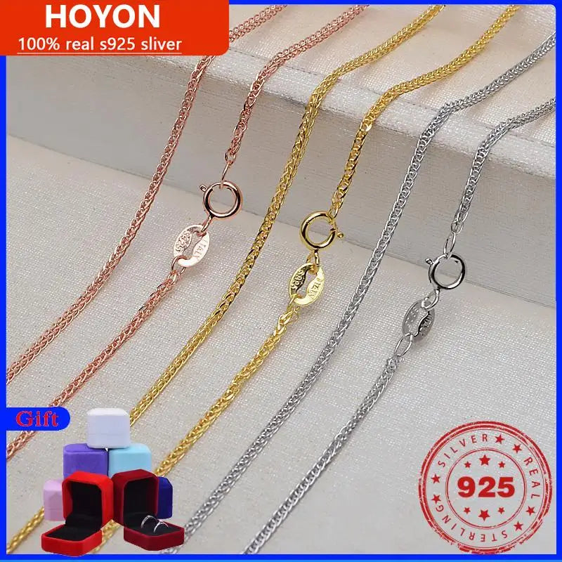 18K Rose Necklace S925 Sterling Silver Chain for Men and Women