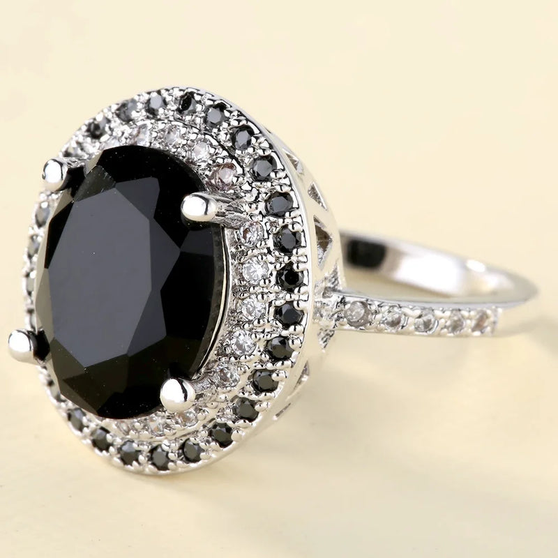 Gemstone Zircon Ring 925 Silver Wedding Jewelry Diamond Ring