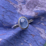 Aquamarine Ring Sterling Silver Vintage Nepalese Bamboo Women's Ring