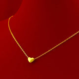 18k Heart Pendant Necklace 18'' Clavicle Chain Chocker
