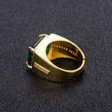 Men's 14k Open Green Diamond Ring Ethnic Retro Style Square Emerald Ring
