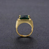 Men's 14k Open Green Diamond Ring Ethnic Retro Style Square Emerald Ring