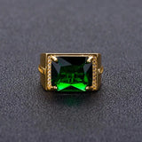 Men's 14k Open Green Diamond Ring Ethnic Retro Style Square Emerald Ring