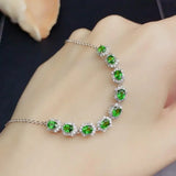 Sterling Silver Bracelet Women Emerald Tourmaline Colorful Hand Jewelry