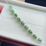 Sterling Silver Bracelet Women Emerald Tourmaline Colorful Hand Jewelry