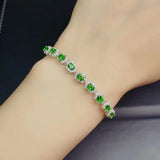 Sterling Silver Bracelet Women Emerald Tourmaline Colorful Hand Jewelry