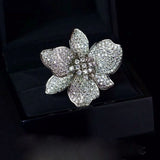 Flower Shape Gemstone Ring in S925 Sterling Silver