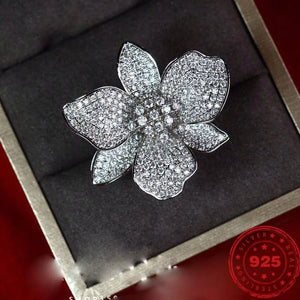 Flower Shape Gemstone Ring in S925 Sterling Silver