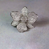 Flower Shape Gemstone Ring in S925 Sterling Silver