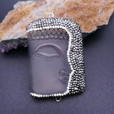 Crystal Buddha Pendant Trimmed With Crystal Zircon 40x55mm
