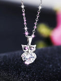 HUAM Owl Necklace Pendant Crystal Chain Metal Plated 18K Necklace for Women