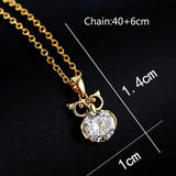HUAM Owl Necklace Pendant Crystal Chain Metal Plated 18K Necklace for Women