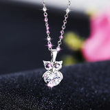 HUAM Owl Necklace Pendant Crystal Chain Metal Plated 18K Necklace for Women