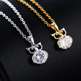 HUAM Owl Necklace Pendant Crystal Chain Metal Plated 18K Necklace for Women