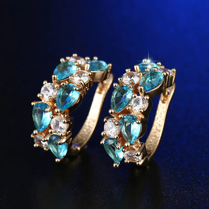 HUAMI 13 Unusual Red CZ Stud Earrings for Women