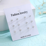 HUAMI 6 Pairs Zircon Small Earrings Set for Women and Girls