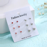 HUAMI 6 Pairs Zircon Small Earrings Set for Women and Girls