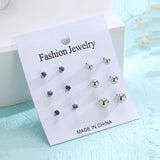 HUAMI 6 Pairs Zircon Small Earrings Set for Women and Girls
