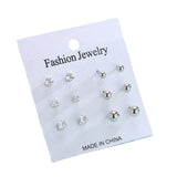 HUAMI 6 Pairs Zircon Small Earrings Set for Women and Girls