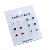 HUAMI 6 Pairs Zircon Small Earrings Set for Women and Girls