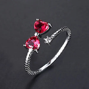 HUAMI Adjustable Heart Rings with Bowknot Design